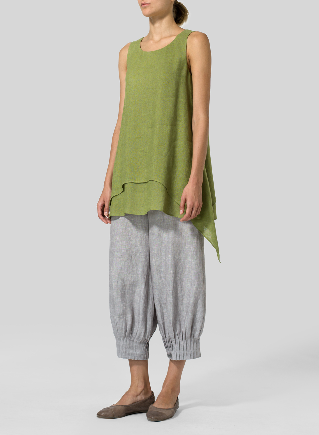 Linen Gauze Sleeveless Layered Top